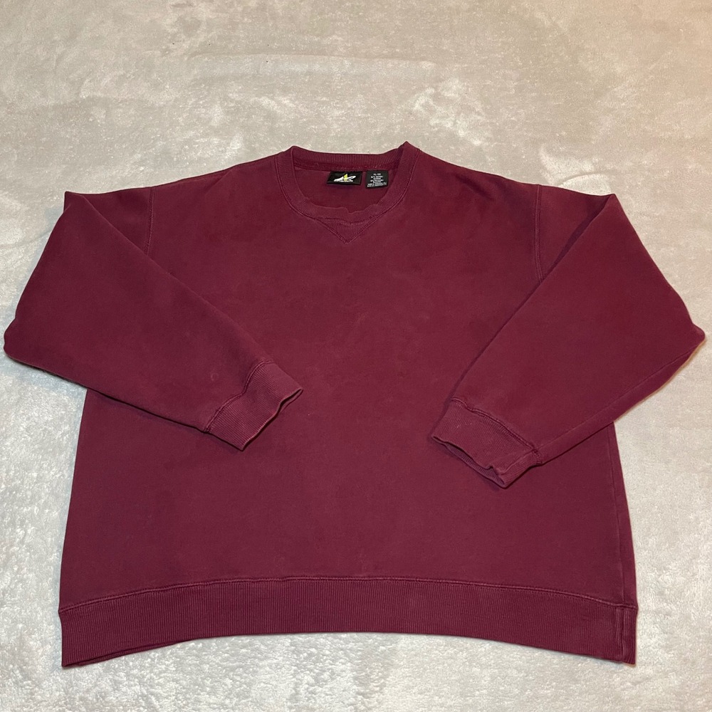 Vintage Athletech Sweatshirt Mens XL Maroon Crewneck Cotton Blend Solid Pullover